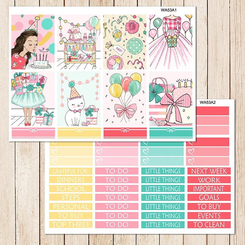 

Girls' Birthday Party Weekly Label Decorative Stickers DIY Planner Diary Scrapbooking Album Sticker stationary supplies