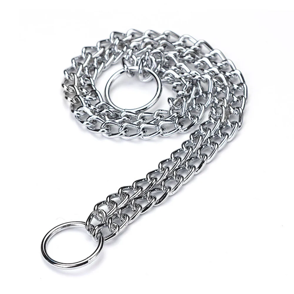 Chain Dog Training Choke Collar Adjustable Double Row Stainless Steel Chain Slip Collar Strong & Durable Dog Slip P