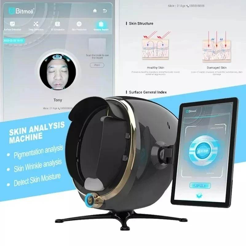 3D Skin Scanner Facial Analyzer Monitor Machine Portable Detector Face Camera Test Analysis