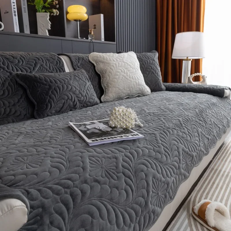 

Зимний плюшевый коврик для дивана с защитой от кошек, утолщенный чехол для дивана с хвостом Феникса, короткое плюшевое теплое и нескользящее полотенце для дивана