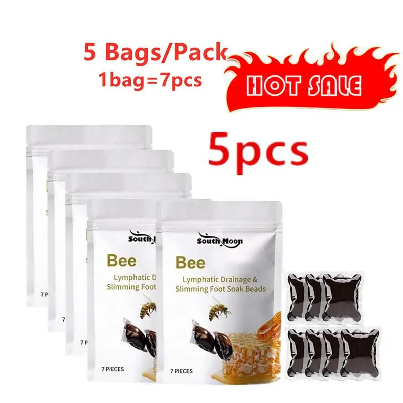 

5 Bags Lukmlca Bee Lymphatic Drainage & Slimming Foot Soak Beads Feet Health Care