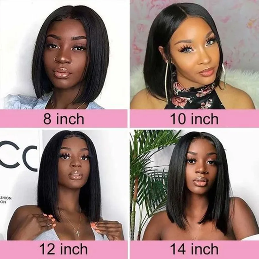 Short Bob Lace Frontal Wig PrePlucked Transparent Lace Front Human Hair Wigs Bone Straight Closure Wig For Women Bob