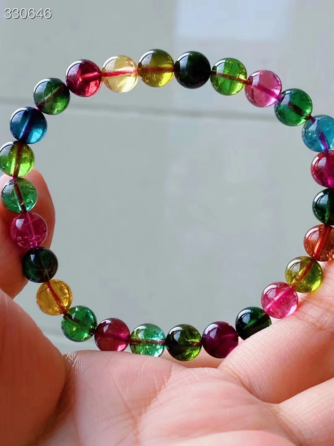 

Natural Colorful Tourmaline Candy Beads Bracelet 7mm Clear Round Beads Blue Red Watermelon Tourmaline Women Jewelry AAAAAAA