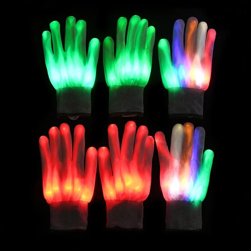 

1Pair LED Glowing Glove Halloween Flashing Hand Finger Neon Luminous Gloves Halloween Costume Horror Props Dance Concert Supply