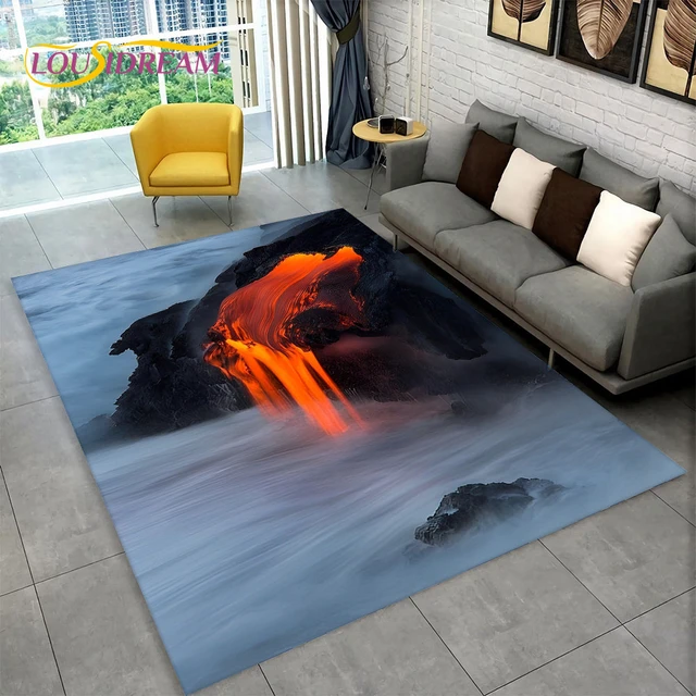 Tappeto 3D vulcano Lava Magma Area tappeto grande, tappeto per