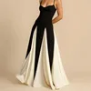 Contrast Sling Large Hem A Line Dress For Women Elegant Patchwork Slip Maxi Robe Female  Fashion Sexy Evening Lady Long Vestidos 1
