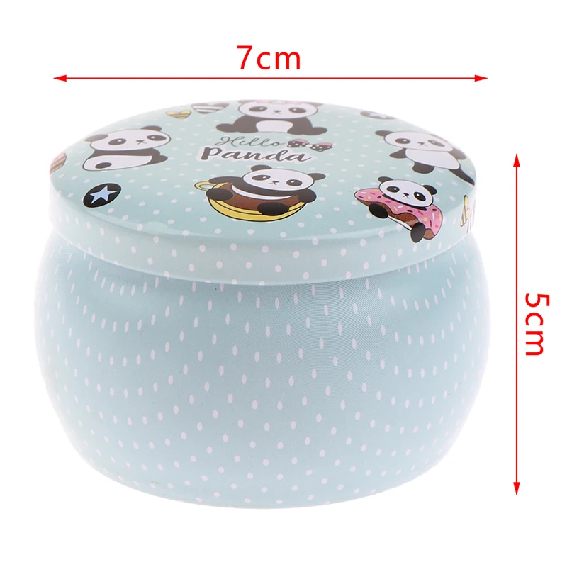 귀여운 팬더 캔디 캔들 차 캔 주석 항아리 DIY 뚜껑이 있는 빈 금속 용기 만들기 홀더, 정리 보관 케이스