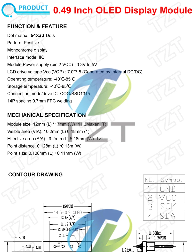 DIYTZT 1/3PCS 0,49 Zoll OLED display LCD Modul Weiß 0,49 "bildschirm 64x32 I2C IIC interface SSD1315 fahrer für Arduino AVR STM32 – Detail 1