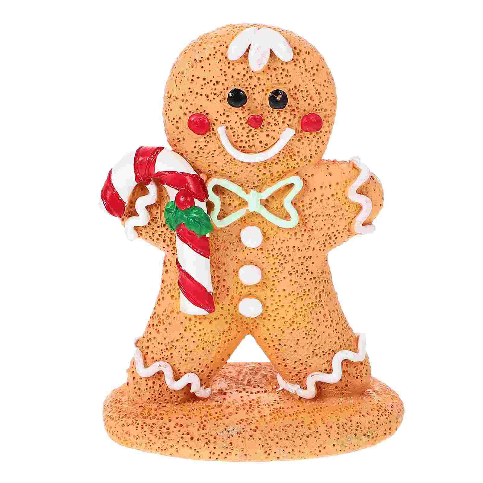 

Christmas Tabletop Decorations Resin Gingerbread Men Candy Cane Figurines Xmas Cartoon Gingerbread Display Statue