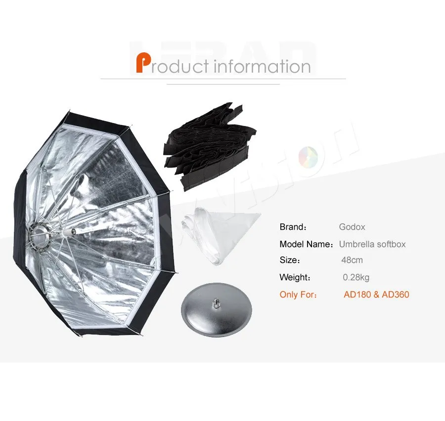 Description Picture 5 of itemGodox AD-S7 Multifunctional Soft Box Octagonal Honeycomb Grid Umbrella Softbox for WITSTRO Flash Speedlite AD200 AD180 AD360II