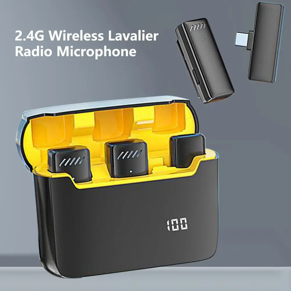 

Lavalier Microphones 1 Set Convenient No Lag Type-C Charging Digital Display Charging Case Wireless Microphone for Record