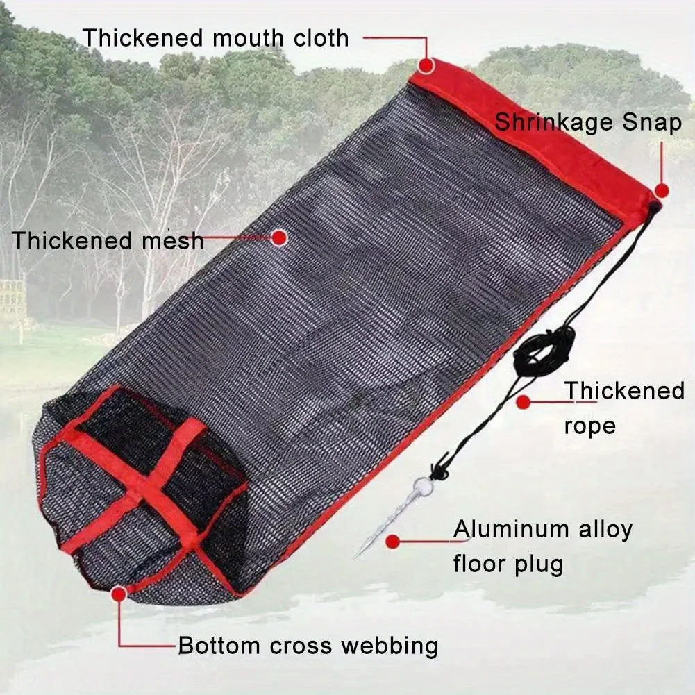 Fishing Mesh Bag Three Sizes Available Small Grid Live Fish Nets Bundle Mouth Net Bag with Storage and Floor Studs