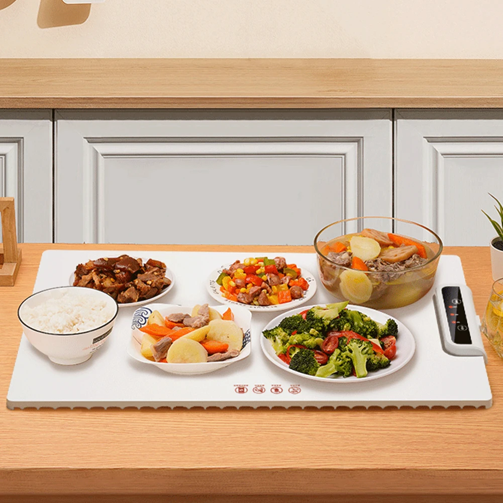 

Foldable Food Warmer with Adjustable Temperature Electric Heating Tray Silicone Fast Heating for Home Buffets Restaurants