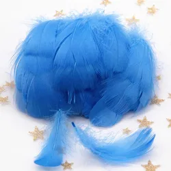 Elegant Natural Goose & Swan Feathers for Home Decor & Crafting - 100 Pieces (Lake blue)