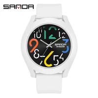 SANDA 9021 Men'S Watch Silicone Strap Waterproof Watch Creative Simple Girls 'Watch 2024 New Fashion White Casual Quartz Clock 1