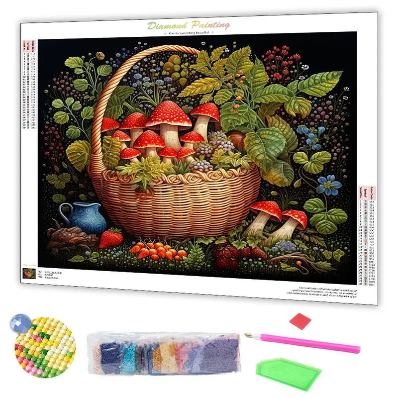 

CHENISTORY Round Diamond Painting Rhinestone Mosaic mushroom Diamond Embroidery Cross Stitch DIY Hobby New Arrival Wall Decor