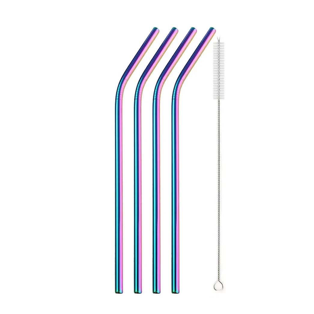 Set of 4/8 Eco-Friendly Reusable Stainless Steel Drinking Straws