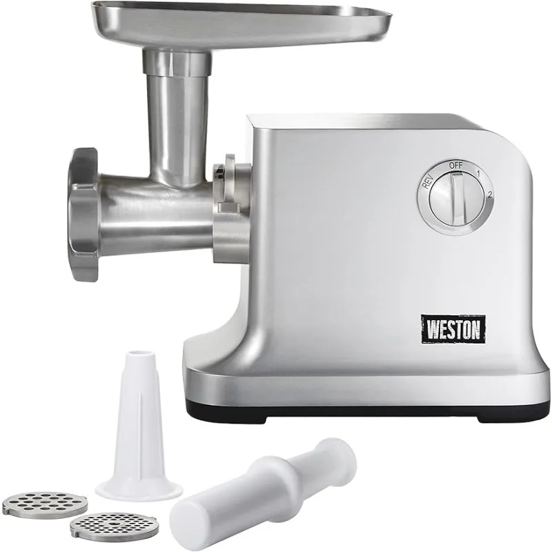 Electric Meat Grinder & Sausage Stuffer, #12 750 Watt, 1 HP Motor, Grinds 4 lbs Per Minute, Silver (33-1301-W)