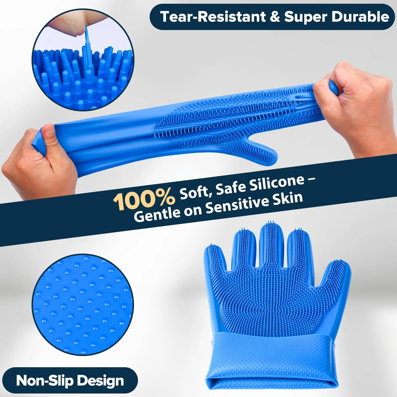 6PCS Pet Grooming Bath Gloves Clean Soft Silicone Hair Removal Set Multi-functional Pet Cat and Dog Massage Cleaning Set