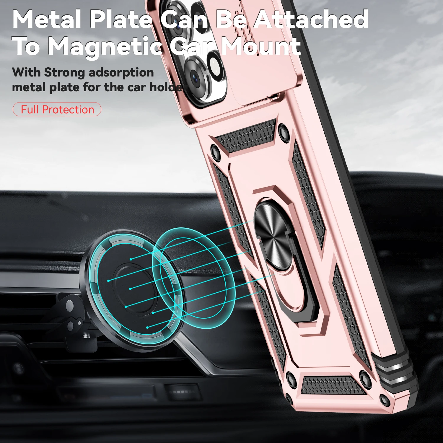Anti-Drop Magnetic Ring Stand Phone Case with Car Mount Capability