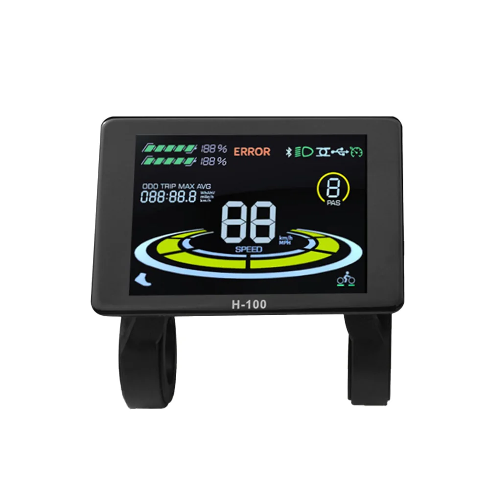 전기 자전거 LCD 디스플레이 화면 H100 24V 72V 전기 자전거 컨트롤러 방수 5핀 커넥터 결함 코드 표시