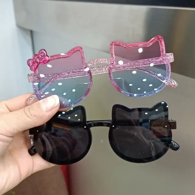 TAKARA TOMY Hello Kitty Summer New Children's Fine Flash Bow Light Anti-glare Outdoor Seaside Polarized Sunglasses for Girls 5