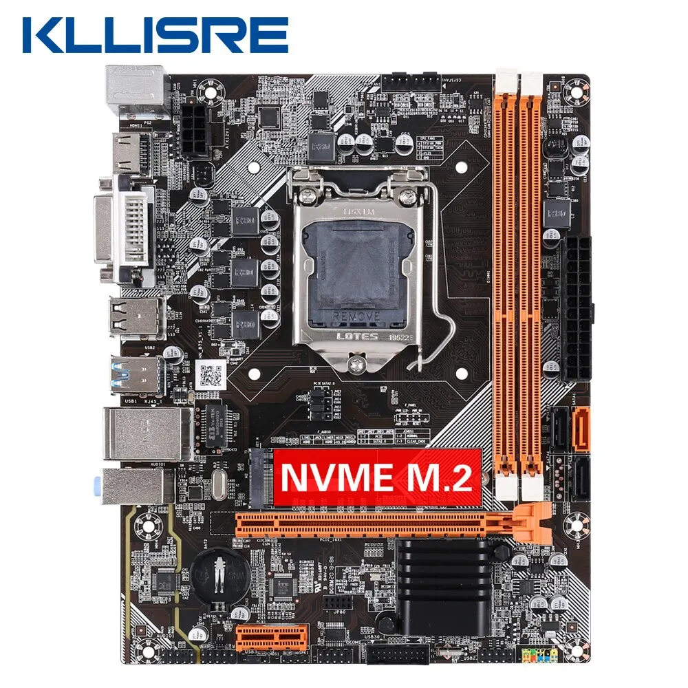 Kllisre B75 Desktop Moederbord M.2 LGA 1155 voor I3 I5 I7 CPU Ondersteuning DDR3 Geheugen