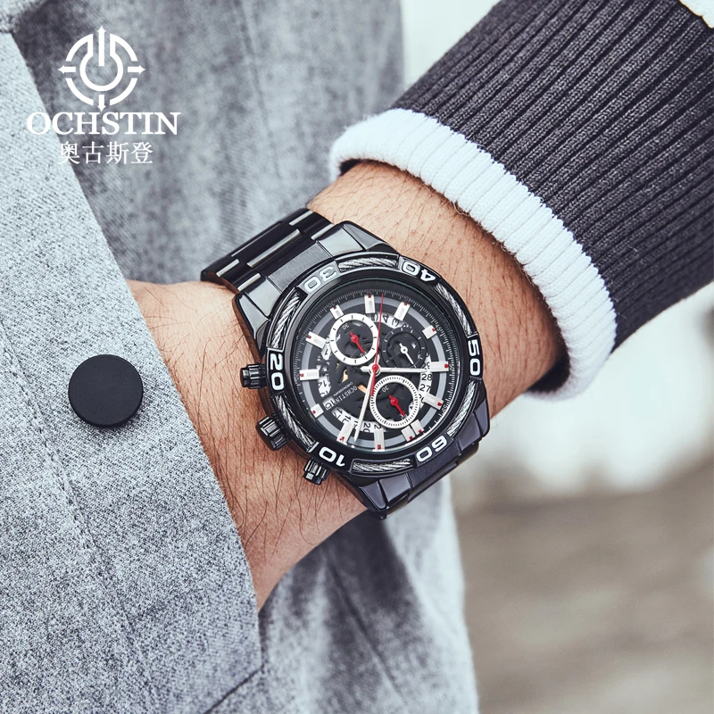 OCHSTIN Personalized Minimalist Hot Model Pilot Series 2024 Men's Quartz Watch Wristwatch Multifunction Quartz Movement