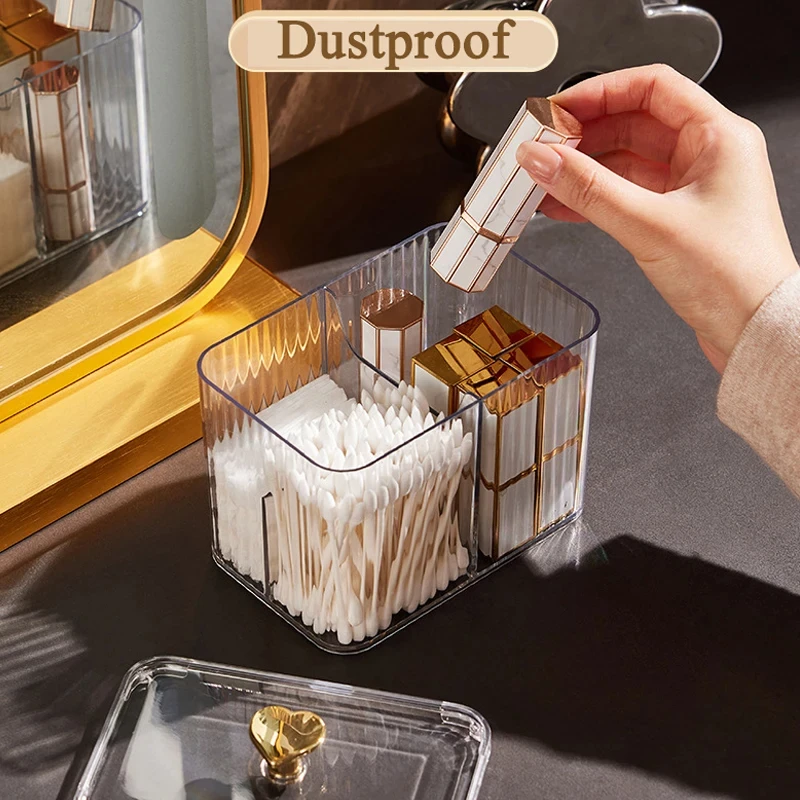 Transparent Acrylic Cotton Swab Storage Box Desktop Dust-Proof Makeup Removal Cotton Lipstick Cosmetics Storage Organization 5