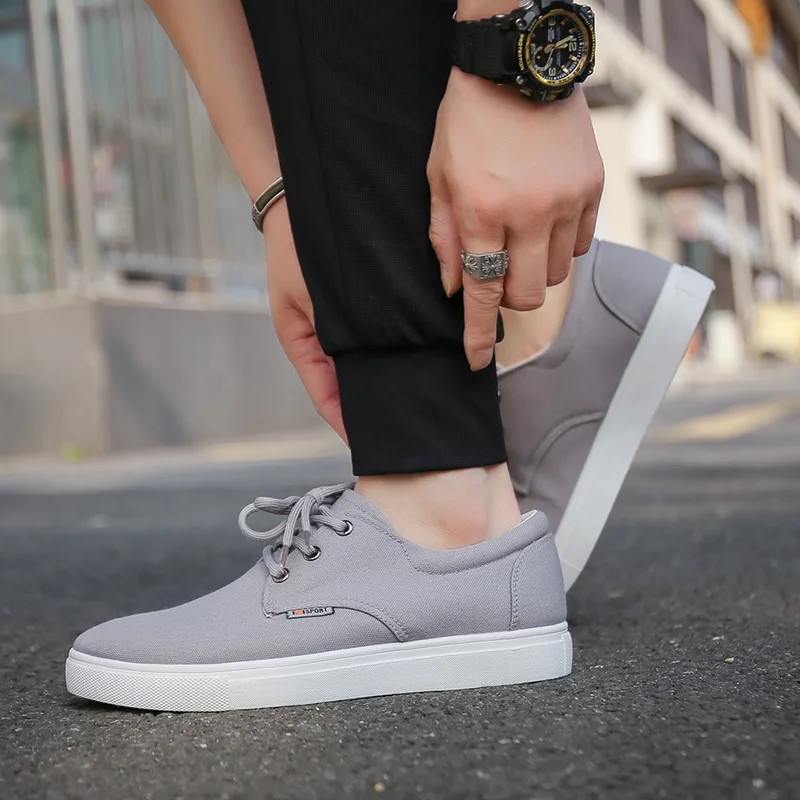 New Arrival Men's Canvas Shoes Comfortable Boys Sports Shoes Breathable Outdoor Male Casual Shoes Lace Up Man Working Footwear