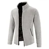 2023 Autumn/Winter Knitted Cardigan Men's Outerwear Stand up Neck Zipper Long Sleeve Coat Jacket Loose Relaxed Sweater 4