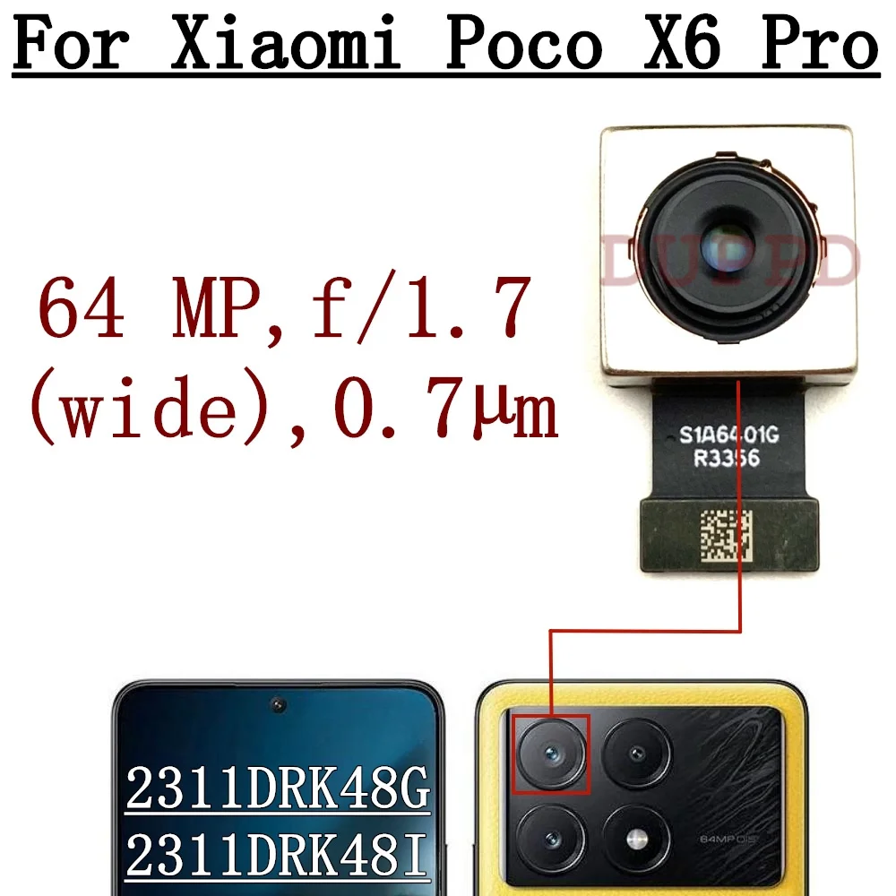 Big Rear View Front Camera For Xiaomi Poco X6 Pro 2311DRK48G