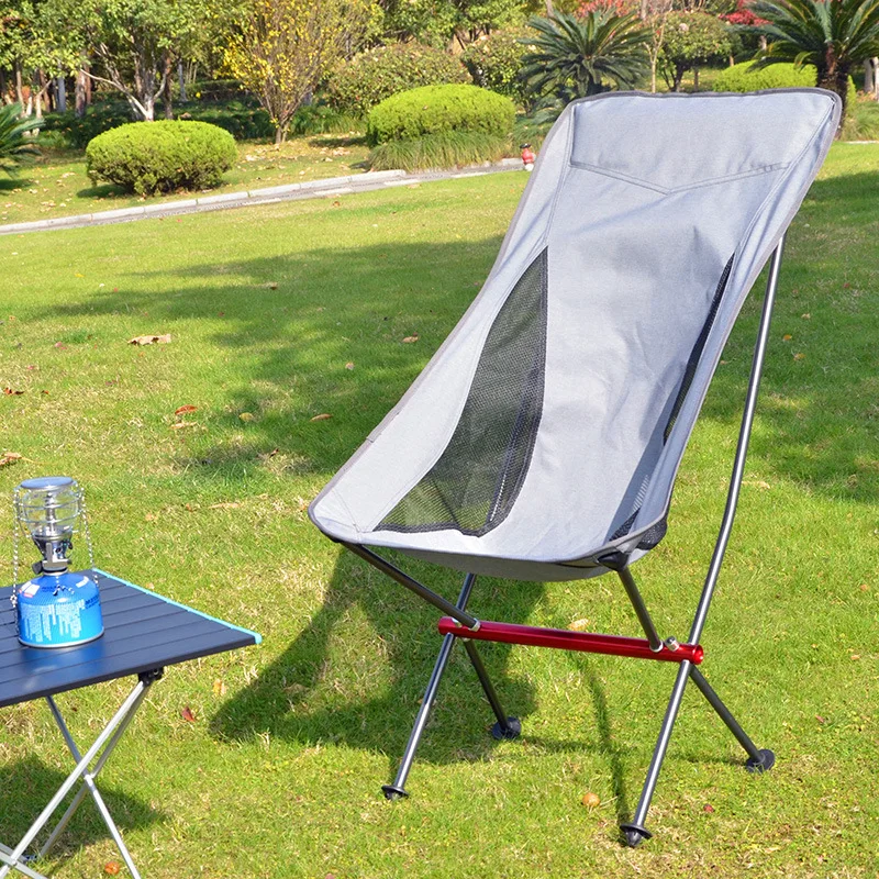 

Outdoor Ultra-Light Aluminum Alloy Folding Chair Portable Backrest Beach Leisure Moon Chair Fishing Barbecue Self-Driving Stool