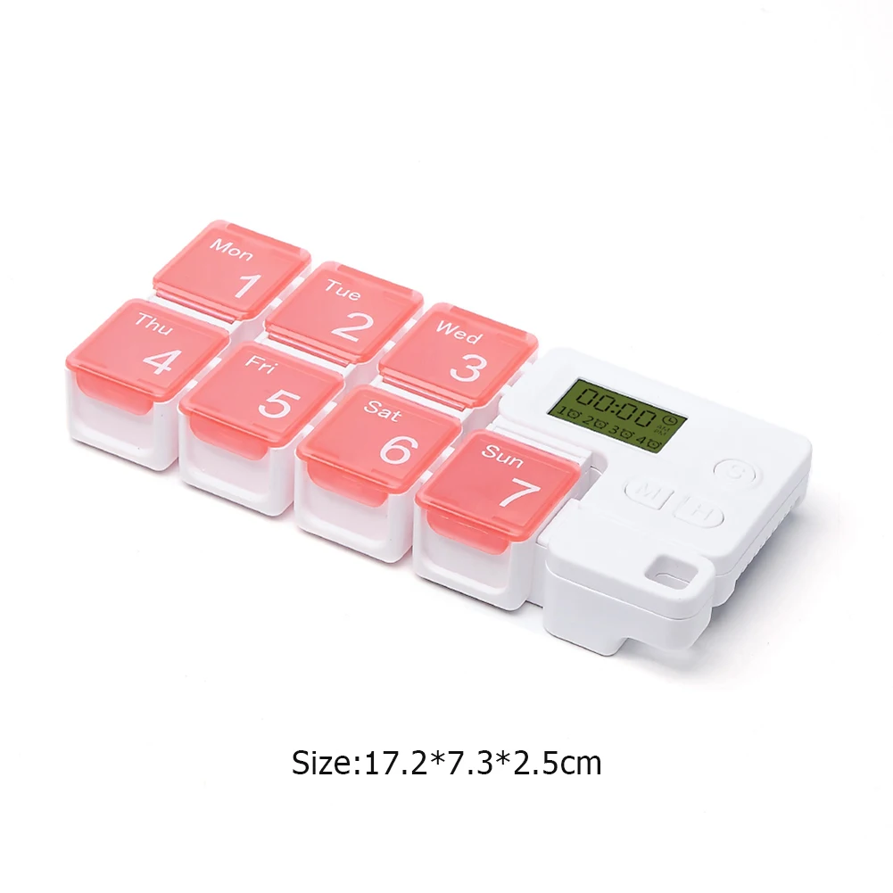 Drug Storage Alarm Box Weekly Pills Container Reminder