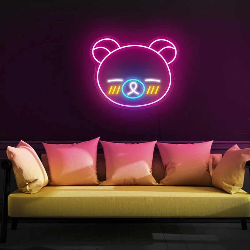 

Cute Bear Neon Sign Anime Neon Light Toy Store Room Decor,Japanese Anmin Neon Sign Kids Room Business Kids Birthday Gift