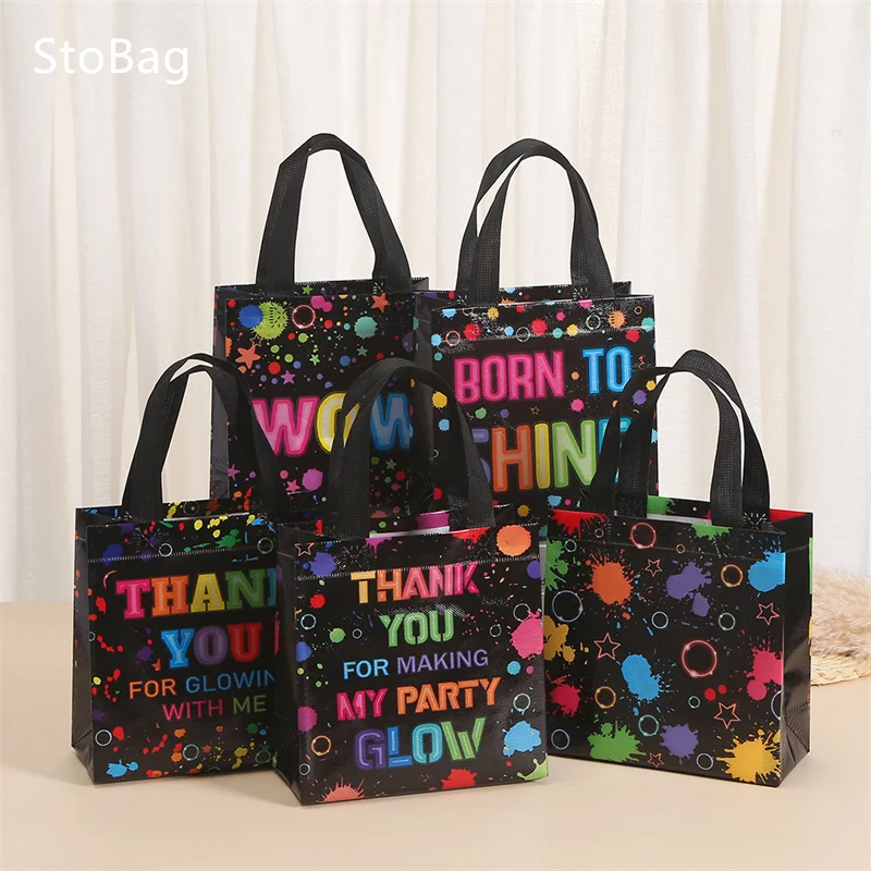 

StoBag Black Waterproof Non-woven Bag Packaging Clothes Book Chocolate Candy Snack Gifts Shipping Decor Weeding Birthday Party