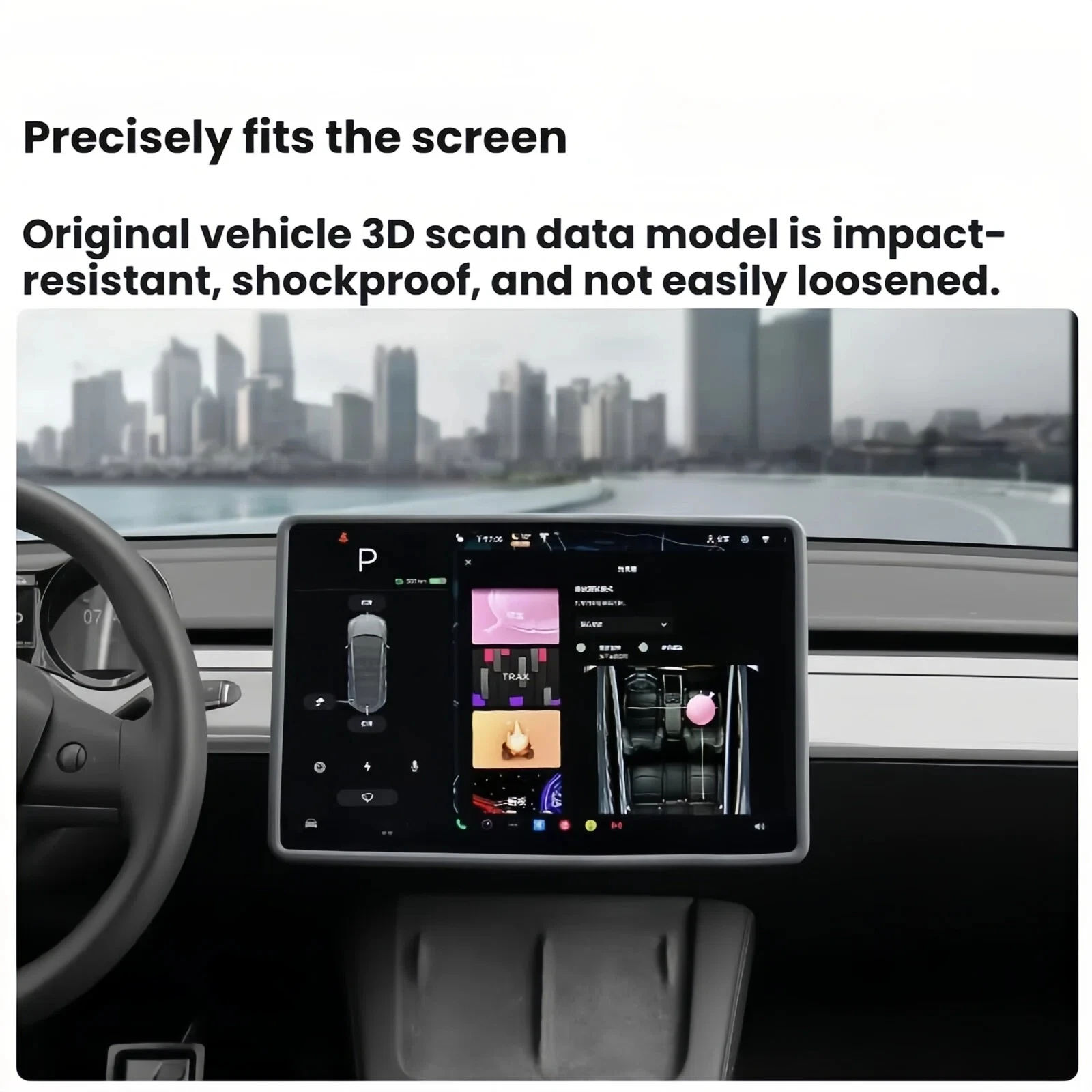 For Tesla Model YL/3 Highland/ Y Juniper Silicone Screen Frame, Display Edge Body Cover, Central Control Bezel Prote