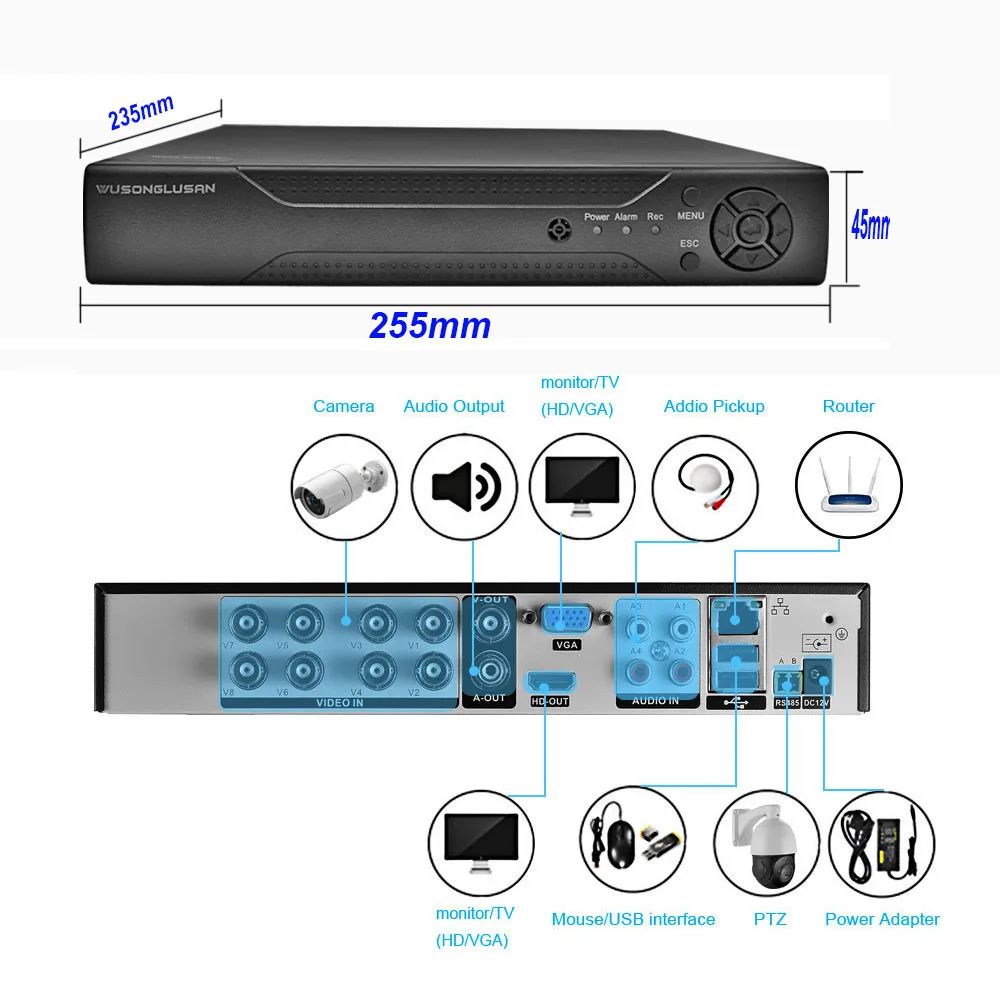Xmeye 8CH 16Channel H.265 DVR 5M-N 4MP-N 1080P 720P CCTV Video Recorder For AHD CVBS Analog IP Camera Security Protection System 2