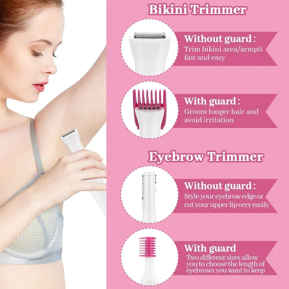 5 In 1 Body Hair Remover Epilator Trimmer Electric Facial Lipstick Shape Hair Removal Portable Women Painless Razor Shaver Tool 2