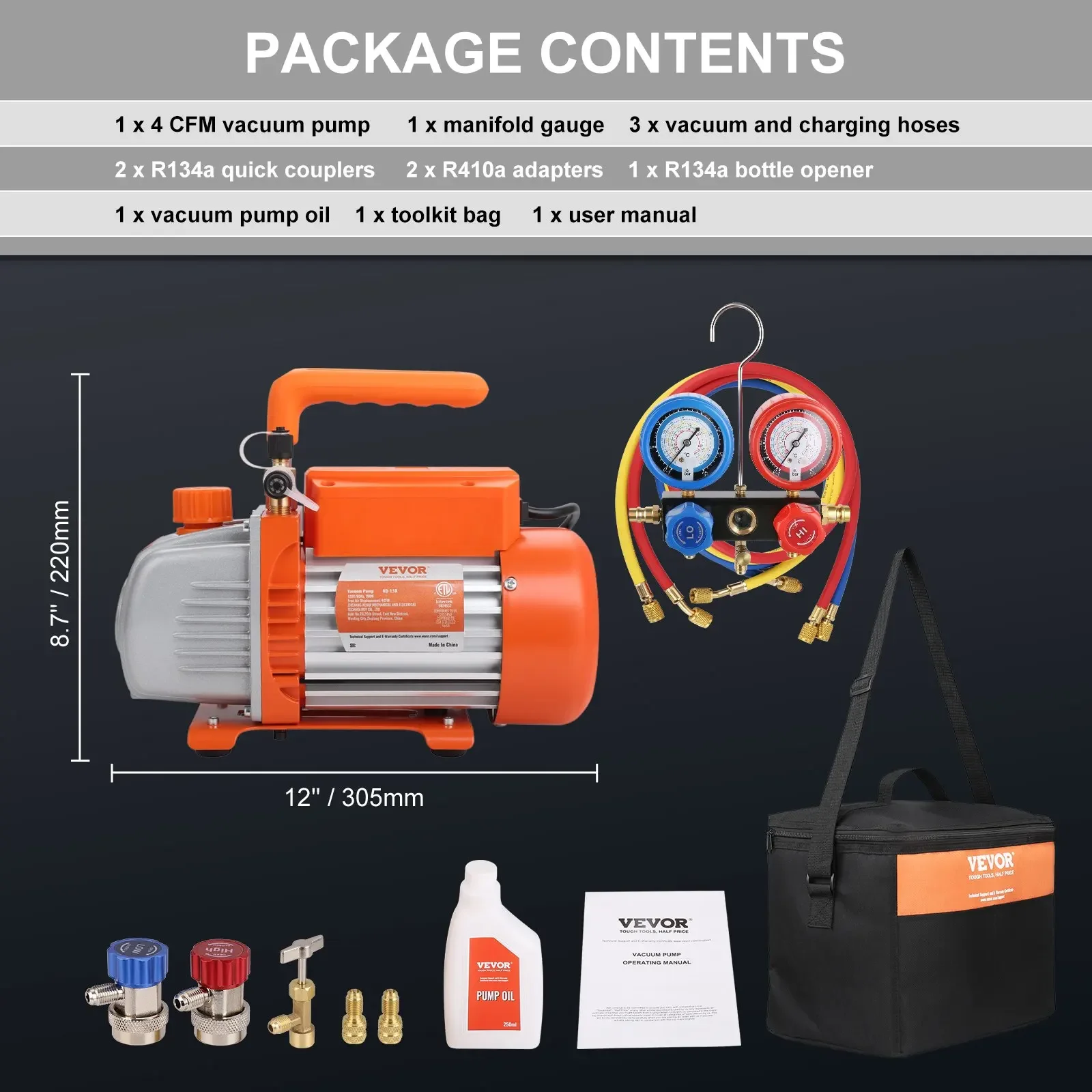 Begoniape Pompa Vuoto Per Aria Condizionata - 60 L/min, Per R134a E R410a - Foto 9