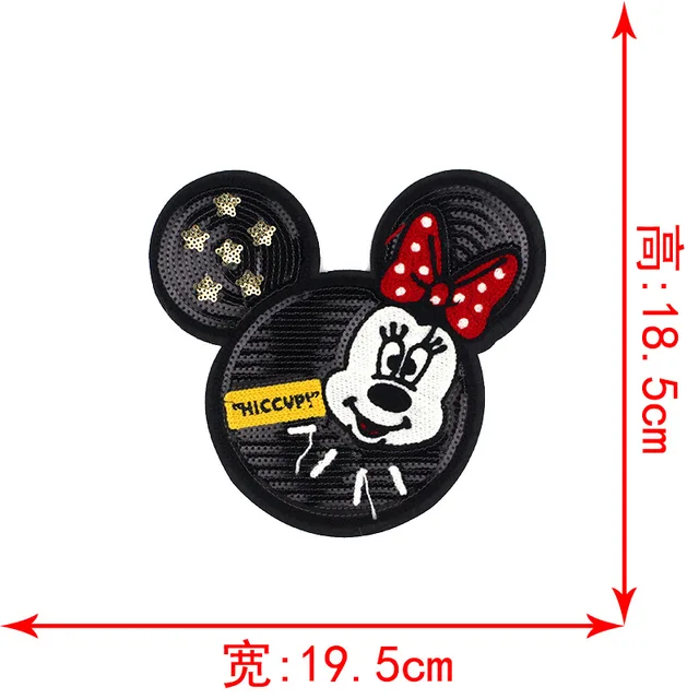 Disney Sequins Clothing Patch Mickey Minnie Mouse Patches Cartoon Sew Clothes Patch for T-shirt Coat DIY Decoration Women Gift Beige