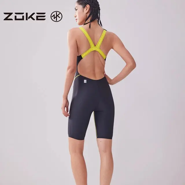 Zoke Competitive Swimsuit Fastskin Raining Professional Racing Knee-Length One-Piece Swimwear For Teens Girls one piece swimsuit women swimsuit kids swimsuit set