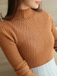 Fashion 2024 Spring Autumn Turtleneck Sweaters Women Long Sleeve Stretch Pullovers Sweater Jumper Knitted Basic Tops Clothing