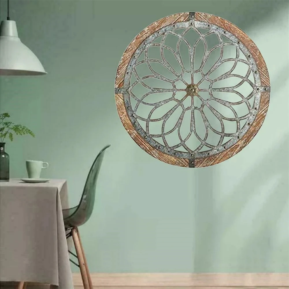 AcrylicHeritageRoundWallArtMetalDecorativeWallMedallionsWooden