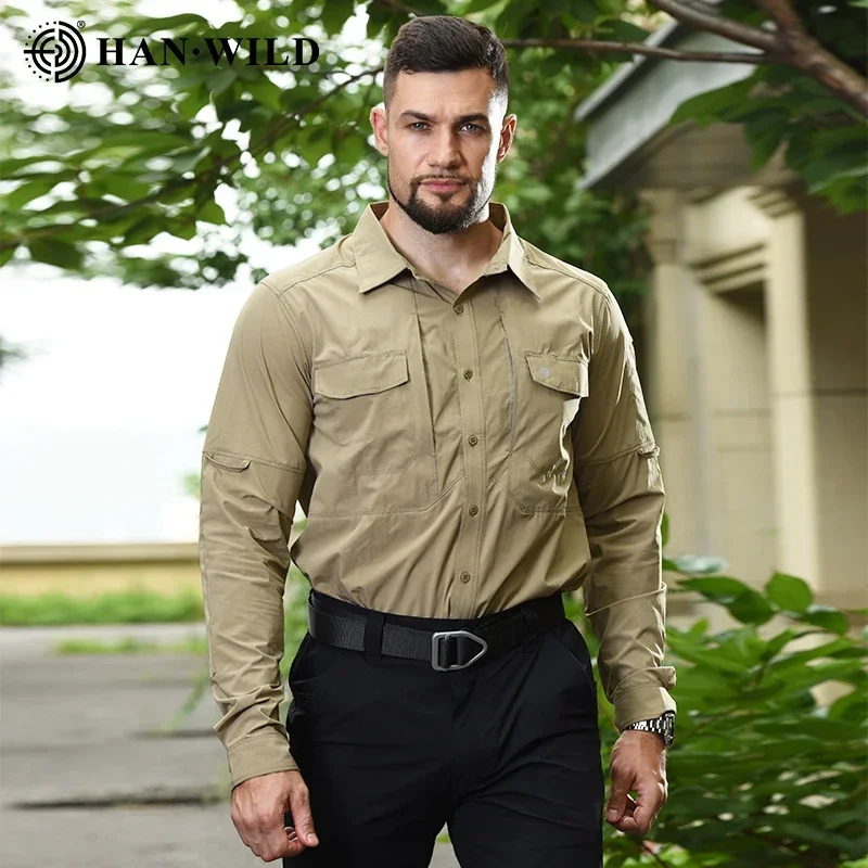 HAN WILD Men's Camping Clothing Lightweight Shirt Quick Dry Tactical Shirt Summer Long Sleeve Work Hunting Shirts Sport Clothes 4