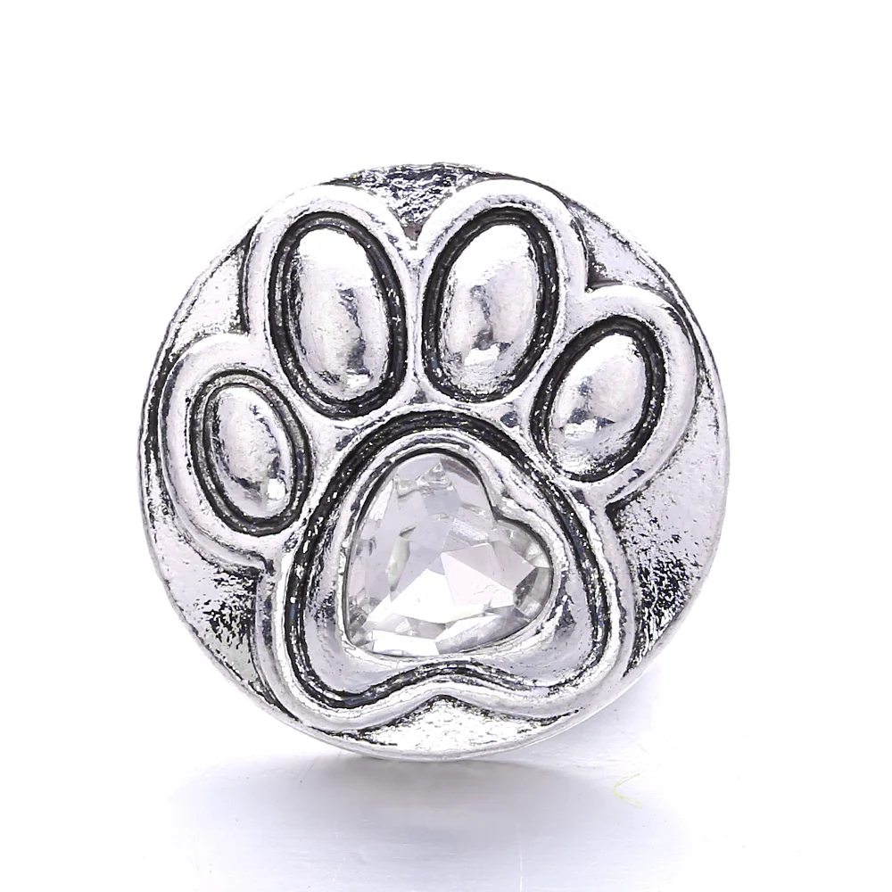 20pcs Rhinestone Footprint 18-20mm Snaps Buttons Fit Necklace Bangle Bracelets Snaps Jewelry