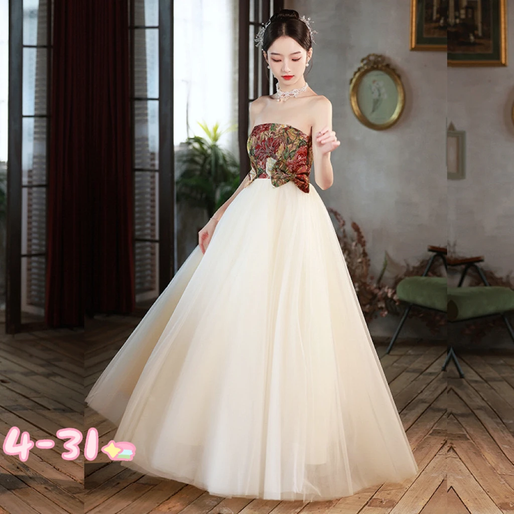 

Light wedding dress high-quality toast dress bride engagement dress light luxury morning gown tube top female dress