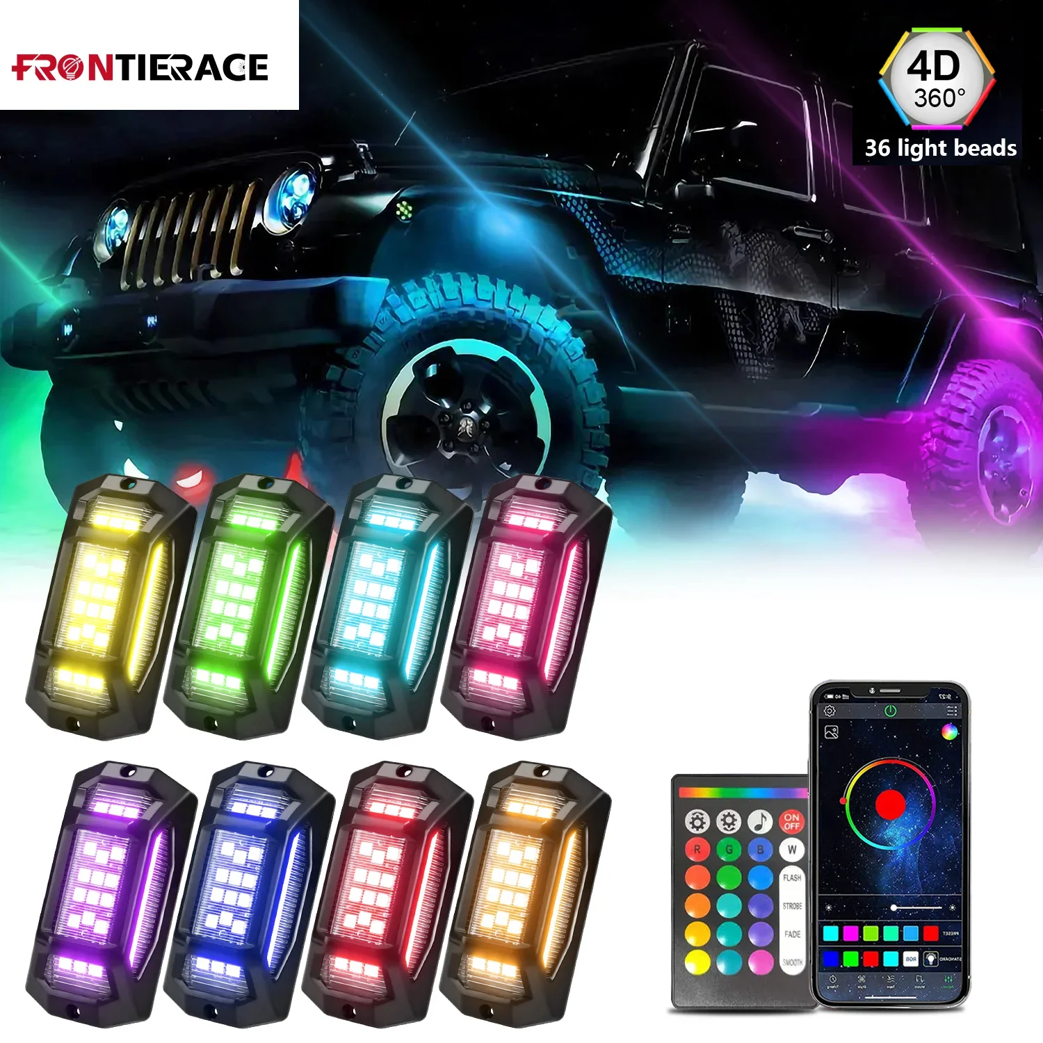 

New LED Car LED Chassis Strip PCB Flexible LED for APP Symphony Ambient Light 4x4 Off-road Ambient Lighting 4/6/8 in 1