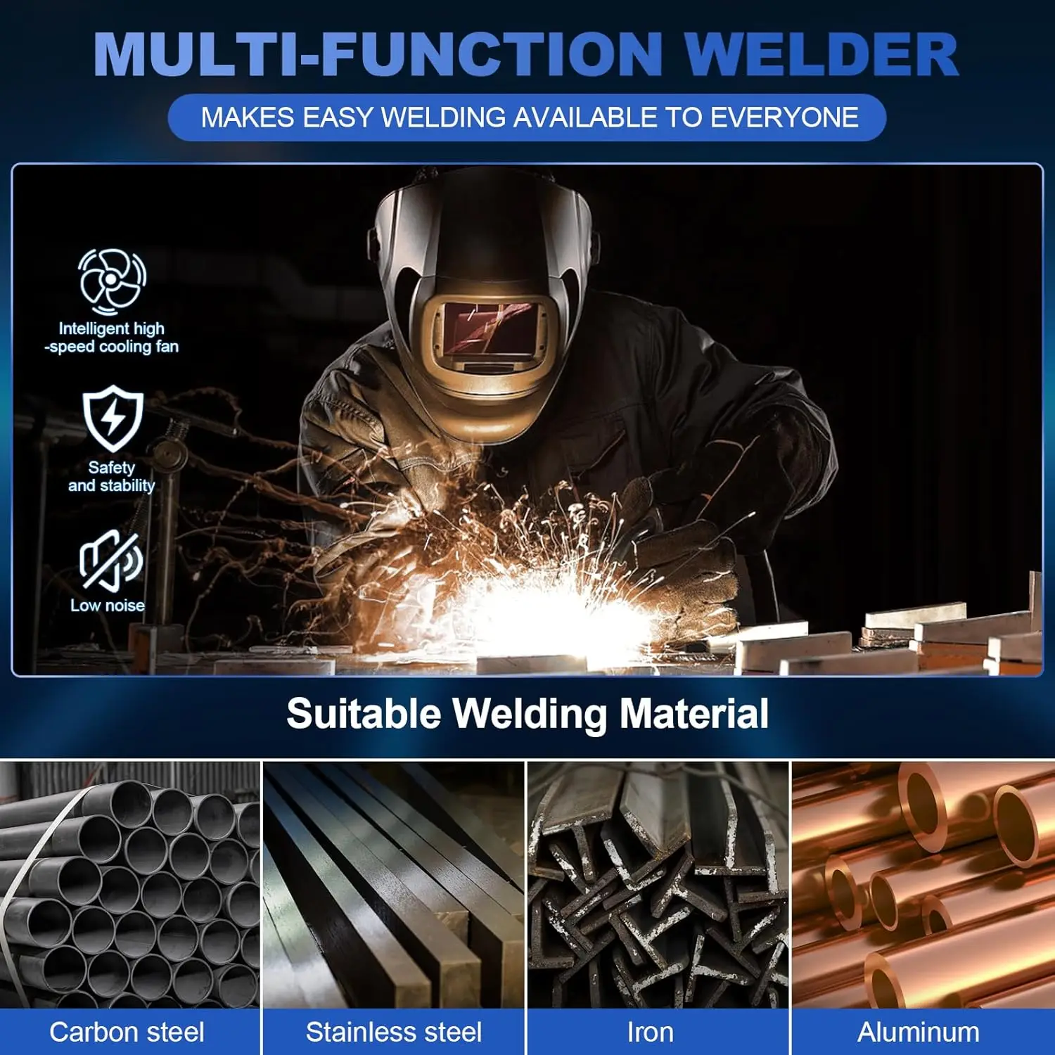 Welder,MIG Welder Machine 120V/240V Dual Voltage 6 in 1 Gas Flux Core MIG/Stick/Lift