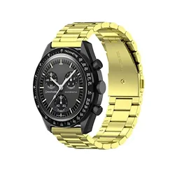 Elegant 20mm Stainless Steel Watch Bracelet with Metal Folding Buckle - Silver and Black - 20mm (Gold)